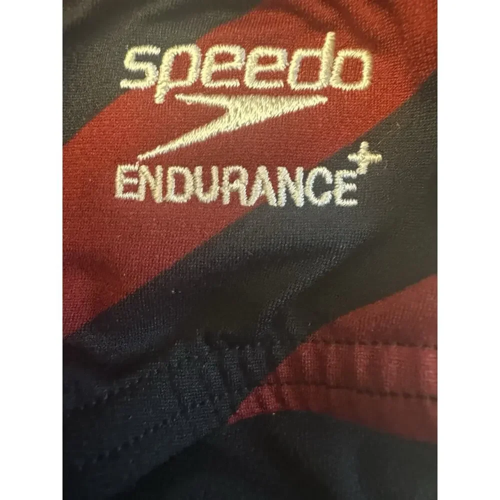 Speedo Endurance+ Swim Brief Mens 30 Red Black Print Swimsuit NWT